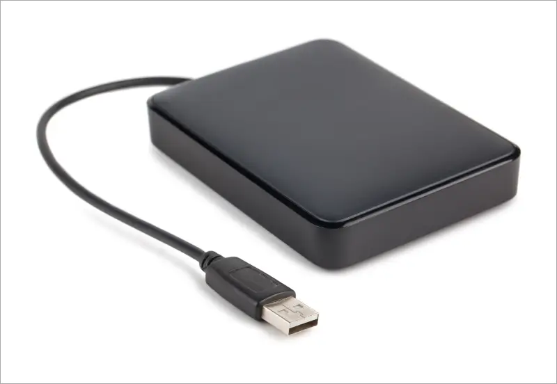 Example of an external hard drive