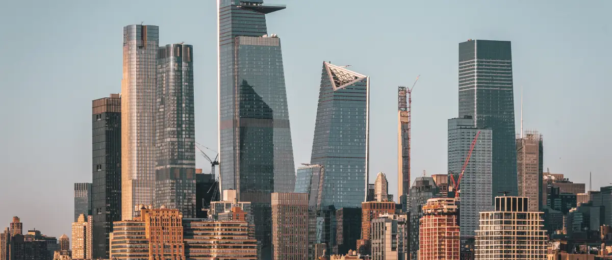 A photo of the Hudson Yards skyline in the Midtown Manhattan area of New York City. 