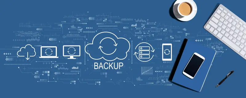 A data backup concept showing a robust backup strategy across multiple devices and services