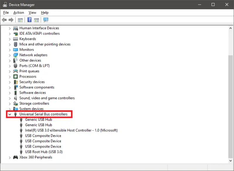 A screenshot showing the Device Manager menu in Windows.