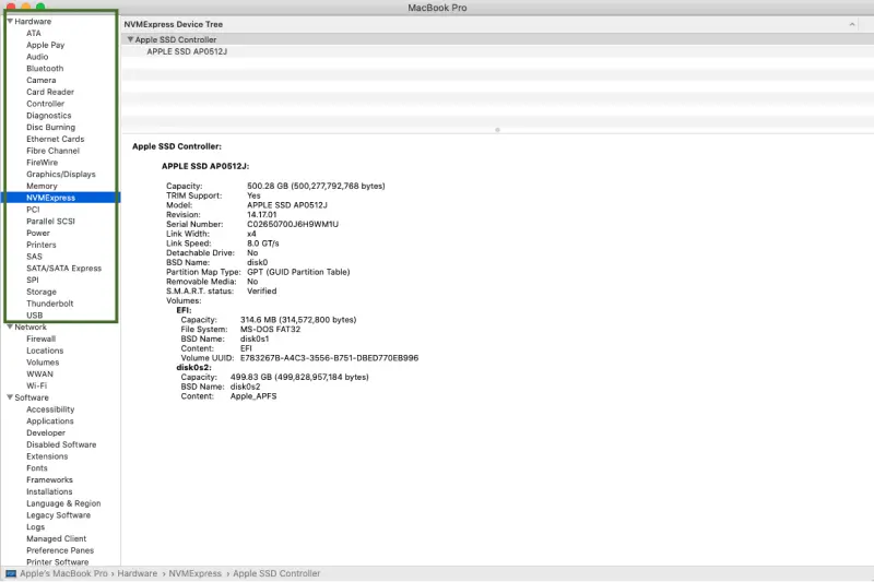 Mac system information/system profiler