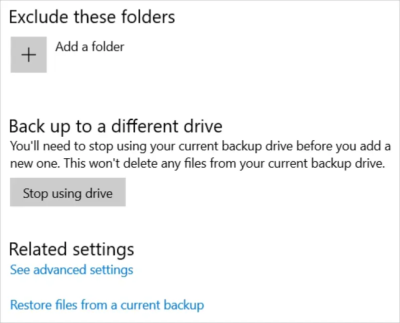 Image showing how to restore a File History backup on Windows 10