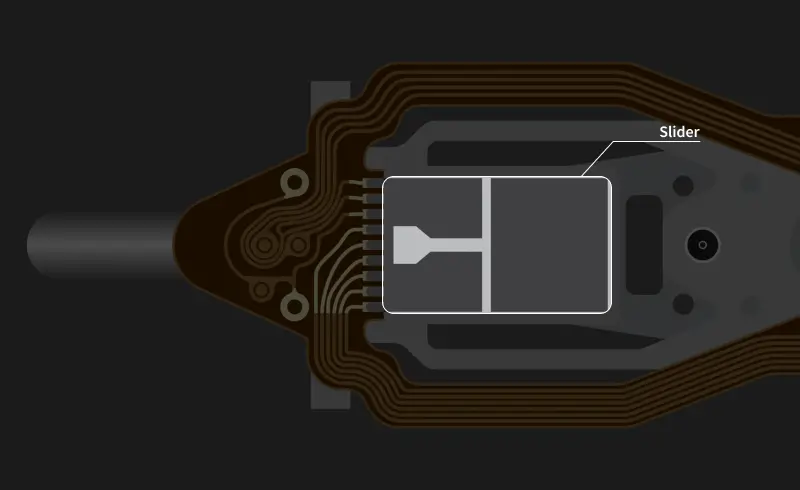A concept of the slider holding read/write heads.