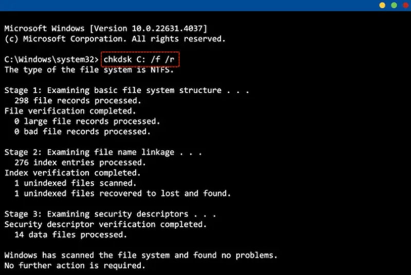 Run CHKDSK
