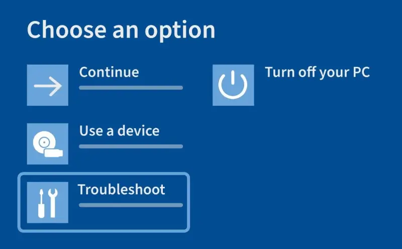 Select Troubleshoot in Safe Mode
