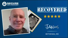 Janus’ external HDD experienced physical damage that caused read errors, preventing him from accessing his video files. SecureData recovered 99% of his lost data.