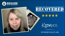 Krysta’s Toshiba hard drive was a necessity to her professional photography business. SecureData was able to recover her critical documents and photos.